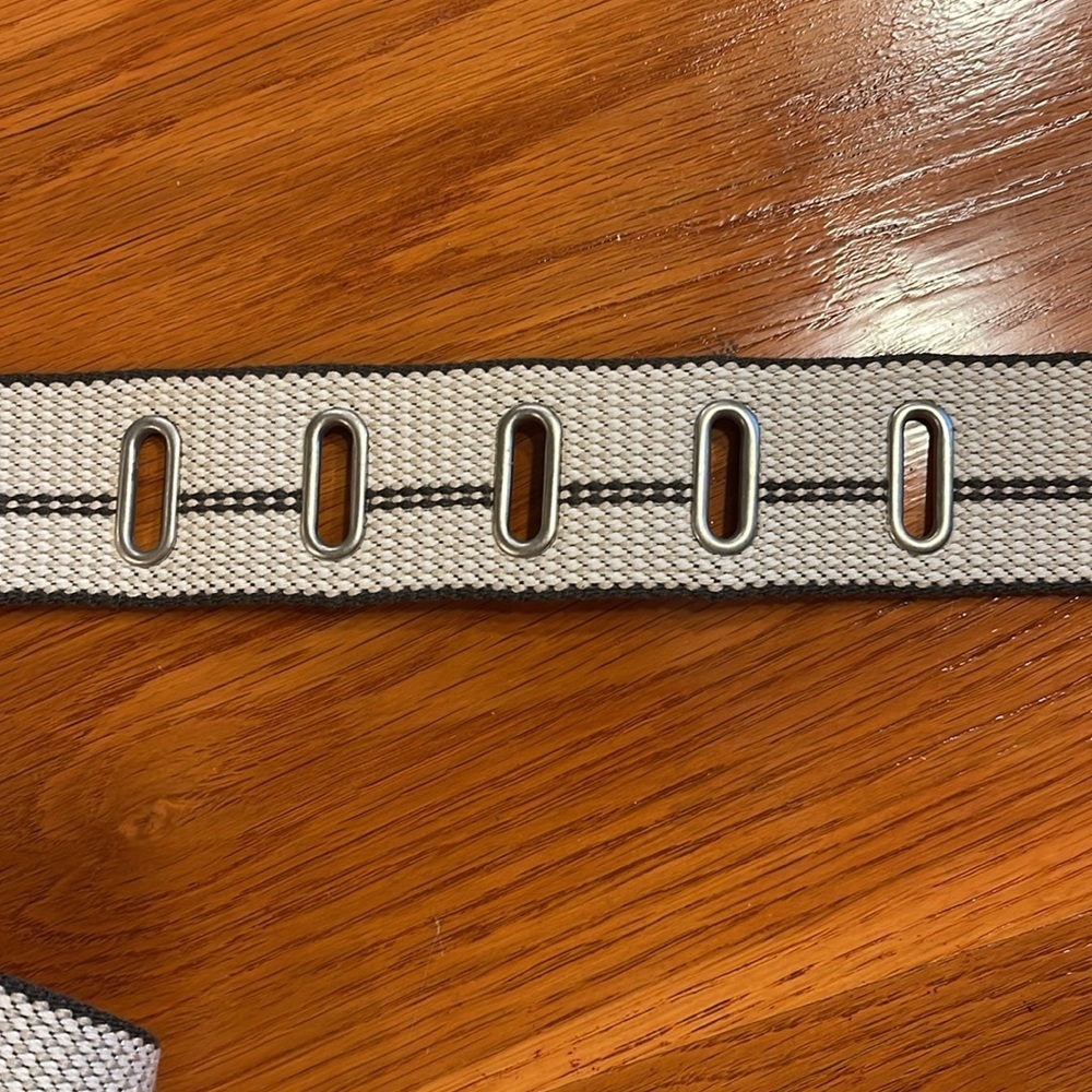 Indie Sleaze Grommet Belt Cream Black Canvas Festival Gorpcore 46” - Picture 5 of 5